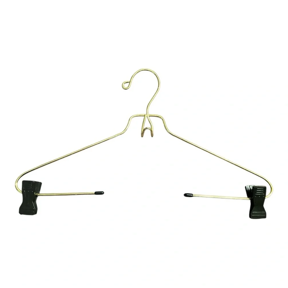 Six-Piece Metal Clothes Hanger Set with Clips – Gold Finish